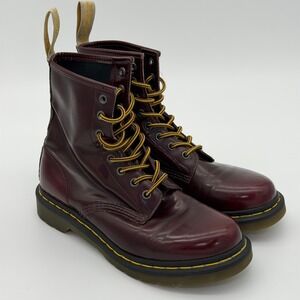 Dr Martens 1460 Vegan Cherry Red‎ Burgundy 8 Eye Combat Boots Womens 9 24226